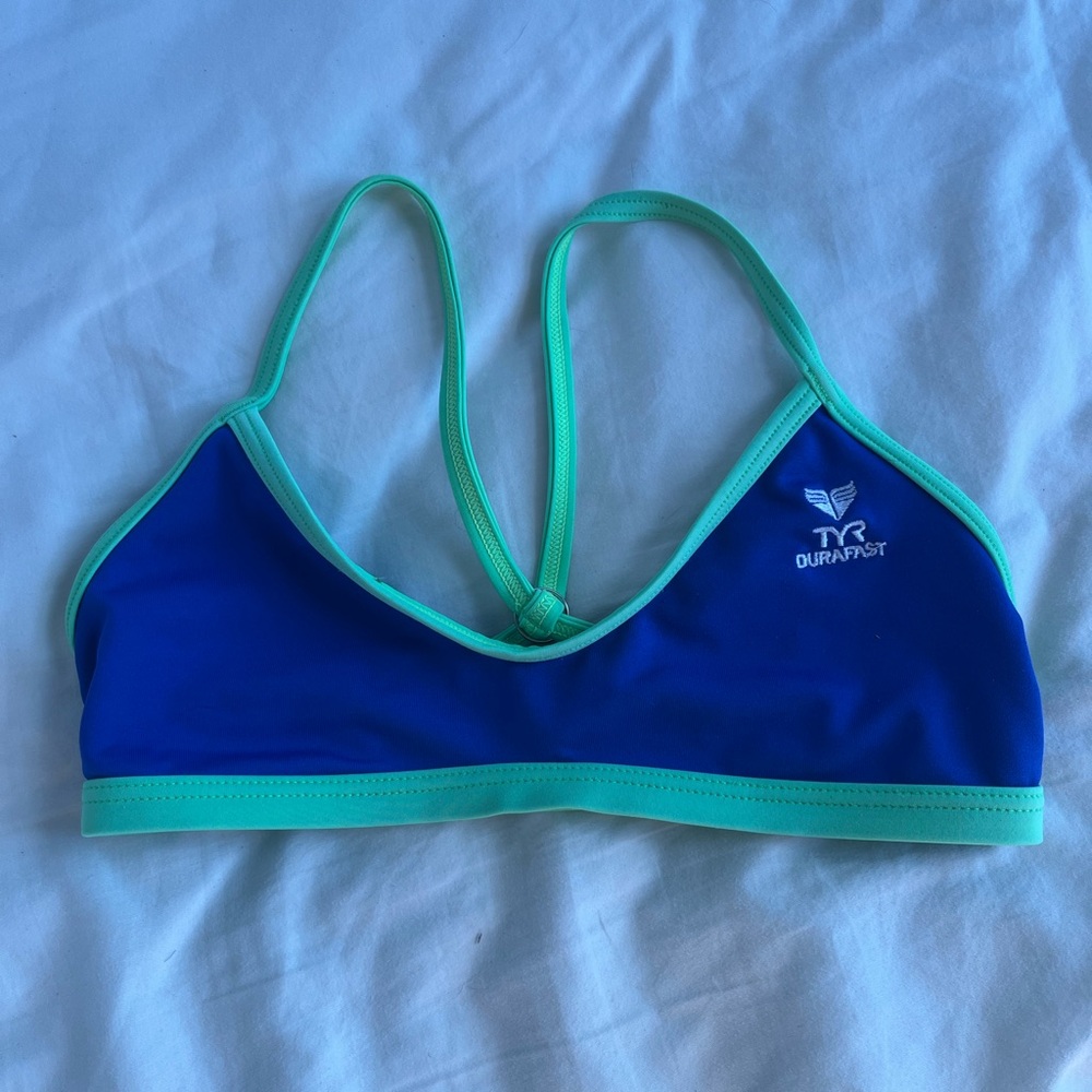 Blue and Green TYR Bikini Top